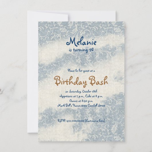 ヴィンテージスカイ飛行機&蝶誕生日招待状 招待状 (裏面)