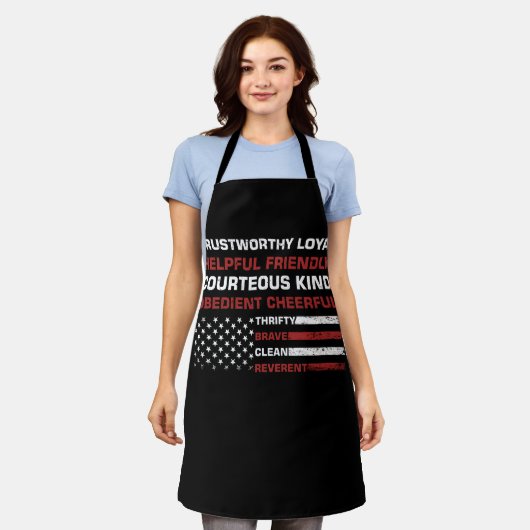 ヴィンテージスカウトのライブ米国国旗 エプロン (着用した状態)