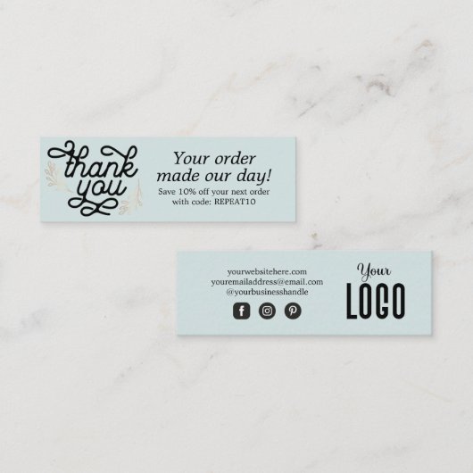 ヴィンテージスカスタムクリプトの注文サンキューカード スキニー名刺 (正面/裏面)