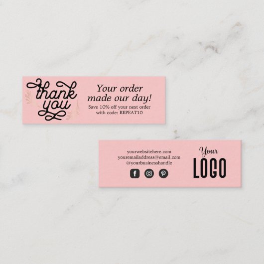 ヴィンテージスカスタムクリプトの注文サンキューカード スキニー名刺 (正面/裏面)