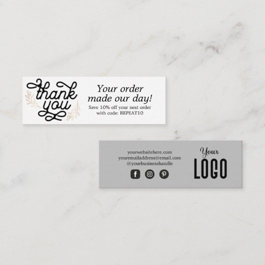 ヴィンテージスカスタムクリプトの注文サンキューカード スキニー名刺 (正面/裏面)