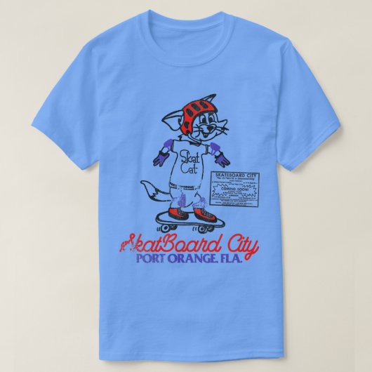 ヴィンテージスカットボードシティポートオレンジフラスケートパーク Tシャツ (デザイン正面)