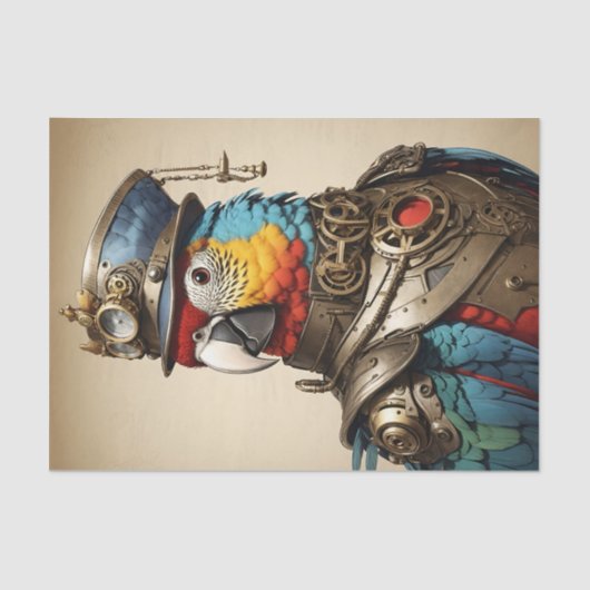 ヴィンテージスカラフルテームパンクパロットアート 薄葉紙 (正面)