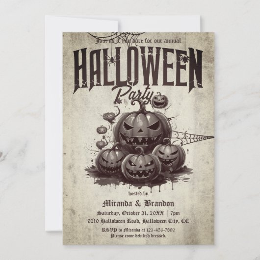 ヴィンテージスカリーパンプキンズ大人ハローウィンパーティ 招待状 (正面)