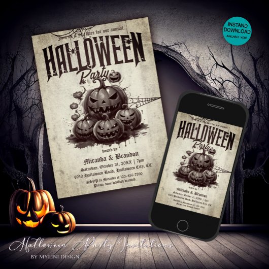 ヴィンテージスカリーパンプキンズ大人ハローウィンパーティ 招待状