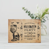ヴィンテージスカルこうもりハローウィンパーティ 招待状 (スタンド正面)