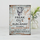 ヴィンテージスカルとクラウンハローウィンパーティ招待状 招待状 (スタンド正面)