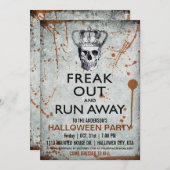 ヴィンテージスカルとクラウンハローウィンパーティ招待状 招待状 (正面/裏面)