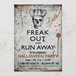 ヴィンテージスカルとクラウンハローウィンパーティ招待状 招待状