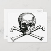 ヴィンテージスカルとクロスボーン ポストカード (正面/裏面)