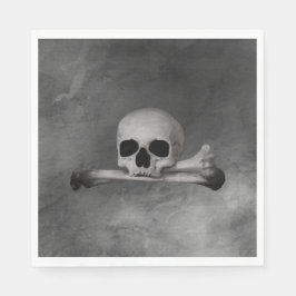 ヴィンテージスカルとグレーテクスチャ上のクロスボーン スタンダードランチョンナプキン