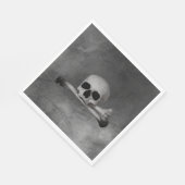 ヴィンテージスカルとグレーテクスチャ上のクロスボーン スタンダードランチョンナプキン (角)