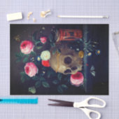 ヴィンテージスカルとバラの切り離しティッシュペーパー 薄葉紙 (クラフト)