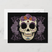 ヴィンテージスカルとバラはがき ポストカード (正面/裏面)