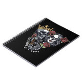 ヴィンテージスカルとバラ、致命的な愛、 ノートブック (左側)