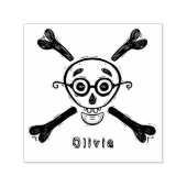 ヴィンテージスカルと眼鏡付きクロスボーン セルフインキングスタンプ (デザイン)