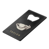 ヴィンテージスカルの牛イラストレーション名 クレジットカード栓抜き (裏面アングル)