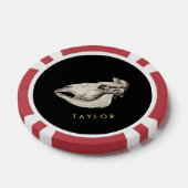 ヴィンテージスカルの牛イラストレーション名 ポーカーチップ (シングル)