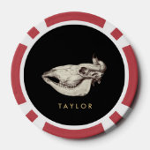 ヴィンテージスカルの牛イラストレーション名 ポーカーチップ (裏面)