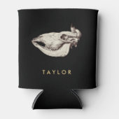 ヴィンテージスカルの牛イラストレーション名 缶クーラー (正面)