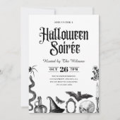 ヴィンテージスカルアダルトハロウィーンソイレ招待状 招待状 (正面)