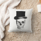 ヴィンテージスカルイラストレーション クッション (ブランケット)