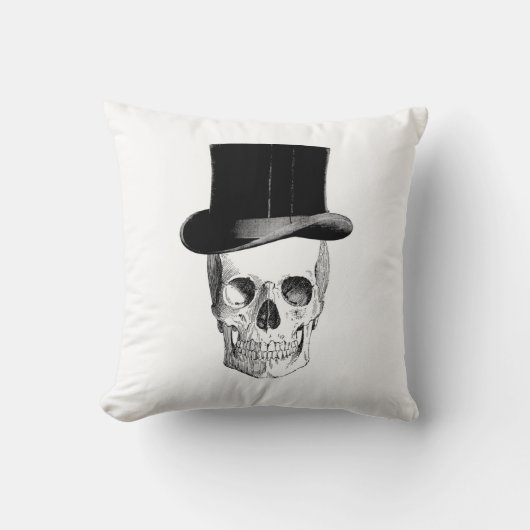 ヴィンテージスカルイラストレーション クッション (正面)