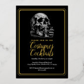 ヴィンテージスカルコスチューム&カクテルハローウィンパーティ 箔招待状 (正面)