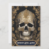 ヴィンテージスカルゴシック体ハロウィーン大人パーティー 招待状 (正面)