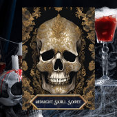 ヴィンテージスカルゴシック体ハロウィーン大人パーティー 招待状