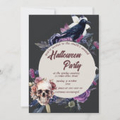 ヴィンテージスカルゴシック様式の不気味なハロウィーン 招待状 (正面)