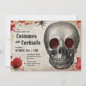 ヴィンテージスカルスパイダー血アダルトハロウィーン招待状 シーズンカード (正面)