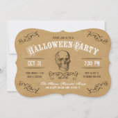 ヴィンテージスカルハロウィーンの衣装パーティー 招待状 (正面)