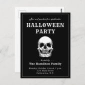 ヴィンテージスカルハローウィンパーティ招待状 ポストカード (正面/裏面)
