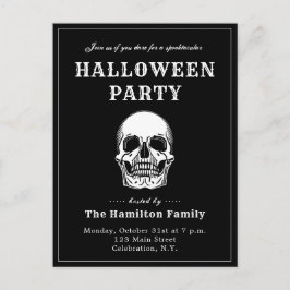 ヴィンテージスカルハローウィンパーティ招待状 ポストカード