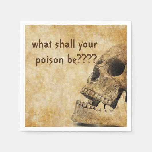 ヴィンテージスカルハローウィンパーティ スタンダードカクテルナプキン (正面)