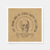 ヴィンテージスカルパーソナライズされたハローウィンパーティ スタンダードカクテルナプキン (正面)