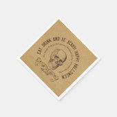 ヴィンテージスカルパーソナライズされたハローウィンパーティ スタンダードカクテルナプキン (角)