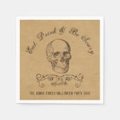 ヴィンテージスカルパーソナライズされたハローウィンパーティ スタンダードカクテルナプキン (正面)