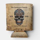 ヴィンテージスカルパーソナライズされたハローウィンパーティ 缶クーラー (裏面)