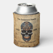 ヴィンテージスカルパーソナライズされたハローウィンパーティ 缶クーラー (缶裏面)