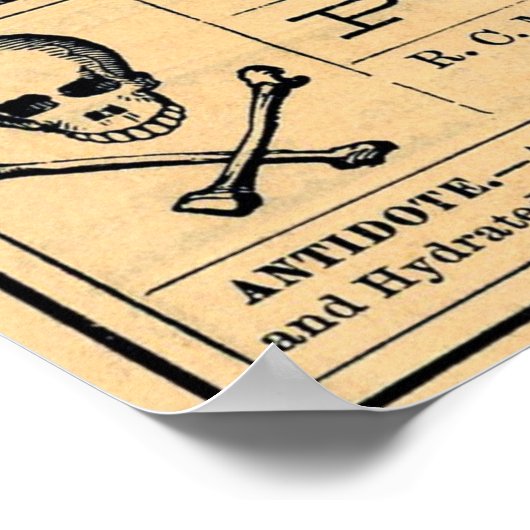 ヴィンテージスカルヒ素毒ラベルポスター標識 ポスター (角)