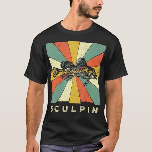 ヴィンテージスカルピンフィッシュ恋人レトロスタイル動物 Tシャツ (正面)