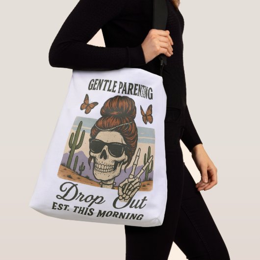 ヴィンテージスカルピースサインデザートアート クロスボディバッグ (クローズアップ)