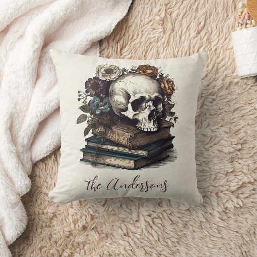 ヴィンテージスカルブックスダークアカデミアハロウィーン クッション (ブランケット)