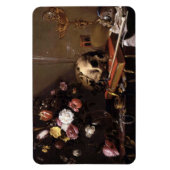 ヴィンテージスカル及びバラ磁石 マグネット (縦)