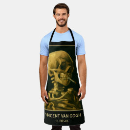 ヴィンテージスカル喫煙 – バユニークンゴッホインスパイア エプロン