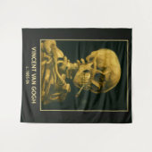 ヴィンテージスカル喫煙 – バユニークンゴッホインスパイア タペストリー (正面(横))