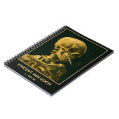 ヴィンテージスカル喫煙 – バユニークンゴッホインスパイア ノートブック (左側)