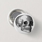 ヴィンテージスカル図ゴシックボタンのピン 缶バッジ (正面&裏面)